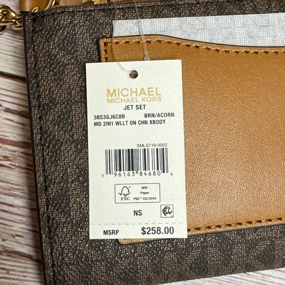 MICHAEL KORS Jet Set 2 in 1 Wallet-On-A-Chain Small Crossbody - Picture 7 of 7